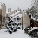 Houses and snow covered exterior area